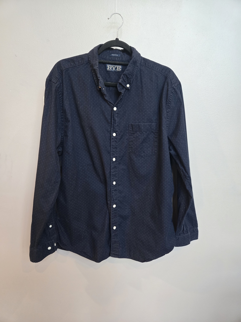 Rye by Hawker Rye Men XL Short Navy Micro Polka Dot Button Down Shirt Cotton